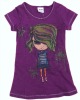 Wholesale Wholesale child summer cotton t-shirt tunic top K1553#purple