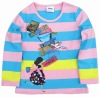 Wholesale Nova girl clothing cotton strip t shirt with print F2100#pink/blue