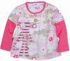 Wholesale Ready made baby girl winter cotton t shirt stock F1978#Pink