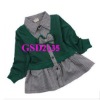 Wholesale green long sleeve shirt and skirt for girls