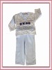 Wholesale 100% cotton children interlock and stripe thermal underwear set