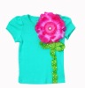 Wholesale short sleeve t shirt with flower for girls