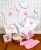 Wholesale organic cotton baby clothes/ rompers six pcs gift box