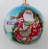 Wholesale Christmas tree ornament inside hand-painted hanging ball with golden lifting rope