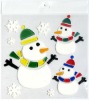 Wholesale three cute snowman for christmas decoration self-adhesive in TPR gel window sticker
