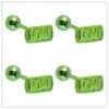 Wholesale NEWEST STYLE !! Green butter fly Titanium Plated tongue barbell body jewelry/jewellery piercing