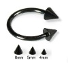 Wholesale Black titanium horseshoe ring with cone