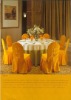 Wholesale satin chair cover with bottom pleat and back button