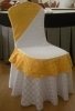 Wholesale check damask chair cover with lace and swag