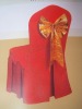 Wholesale damask chair cover with pleat and self sash