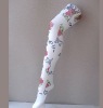 Wholesale woman color silk pantyhose/flower printing colorful fashion pantyhose/pantyhose in white color
