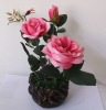 Wholesale Artificial Potted Silk ROSE Flower bonsai plant
