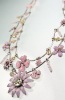 Wholesale 2011 flower fashion necklace/silk flower necklace/handmade flower necklace