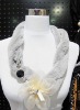 Wholesale Fashion corduroy scarf with silk flower pendant