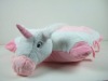 Wholesale plush&stuffed unicorn cushion cover, soft animal kid's horse cushion toy, winter pillow