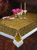 Wholesale Golden Tablecloth with non woven backing