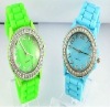 100% High Quality Silicone Watch with Rinestone