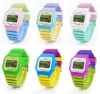 Wholesale promotional LCD silicon watch fashion digital plastic watch men's watch jewelry watch analog watch bracelet watch