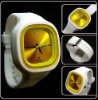 Wholesale colorful dial glass Silicone Watch with white wristband