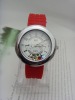 Wholesale cheap red band moved gems silicone Watch