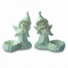 ceramic white candle holder with angel design