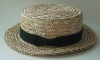 (HBK1119) Natural Paper Straw Bucket Hat With Black Polyester Band