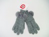 Wholesale Grey knit gloves with soft pops