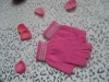 Wholesale Pink Acrylic Knitted Magic Gloves