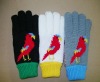 Wholesale women fashion jacquard parrot gloves & mittens