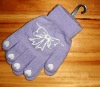 Wholesale Knitted offset print acrylic bowknot glove