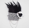 Wholesale 2011 hot fashion silk cloth flower brooches flower feather brooches rose feather brooch peacock feather brooch