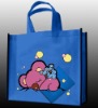 Wholesale 80g blue non woven shopping bag with cartoon printed for shopping