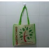 Wholesale green silk one color printing non woven shopping bag