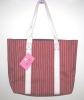Wholesale Stripe red nylon tote bag with PP handle