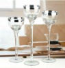 Wholesale Glass candle holder with silvery rim