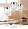Wholesale Glass candle holder with silvery rim