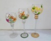 Wholesale glassware handpainted spring flower pattern glass candle holder
