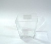Wholesale cold cut clear square glass candle holder