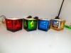 Wholesale square frosted glass candle holder design with Christmas