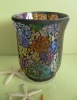 Wholesale Italian mosaic glass candle holder in shiny multicolor for home decor