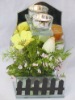 Wholesale one cup with flowers beautiful floor standing glass candle holder centerpieces