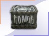 Square Glass Vase/ Willow Basket