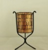 Wholesale Mosaic glass candle holder with iron stand