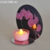 Wholesale reflective glass candle holder with flower in the mirror face