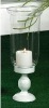 Wholesale Hurricane candle holder with white powder coated metal base