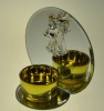 Wholesale reflective glass candle holder with angel in the mirror face