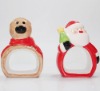 Wholesale Ceramic Christmas Napkin Ring S/2
