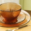 Amber color glass tableware with beautiful finishing