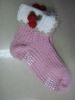 acrylic ladies christmas socks with flower