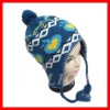 Wholesale Warm earflap hat Girls' hats with lovely flower ornament,winter hat